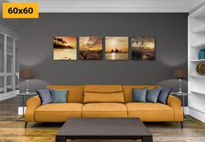 Set obrazů kouzelný západ slunce u moře Varianta: 4x 40x40