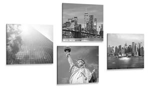 Set obrazů černobílý New York Varianta: 4x 40x40