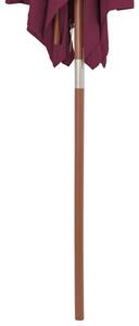 Zahradní slunečník s dřevěnou tyčí - 150x200 cm | vínový