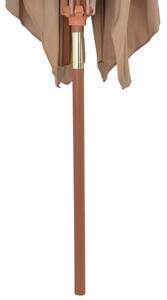 Zahradní slunečník s dřevěnou tyčí - 200x300 cm | hnědošedá