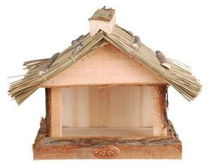 Dřevěné krmítko s doškovou střechou Esschert Design, výška 22,8 cm