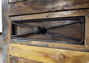 OLDTIME Vitrína s šuplíky 180x90 cm, staré dřevo