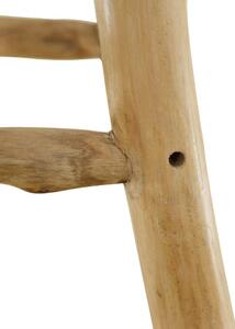 Barová stolička - hranatá | pravá kůže a teak