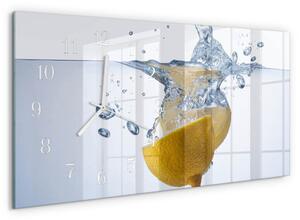 Skleněné hodiny horizontální Citron ve vodě zsppb-60x30-00295251