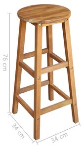 Barové židle Hirsch - 2 ks - masivní akácie | 34x34x76 cm