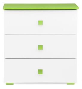 KONSIMO Komoda PABIS 3 zásuvky bílá zelená 83 x 87 x 50 cm