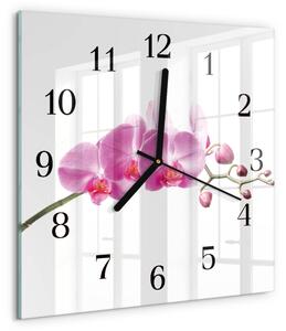 Skleněné hodiny na stěnu Orchidej zskc-30x30-00179002