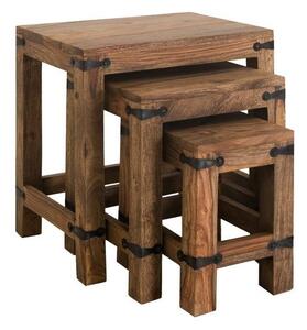 CASTLE Příruční stolek - set 3 stolků, palisandr
