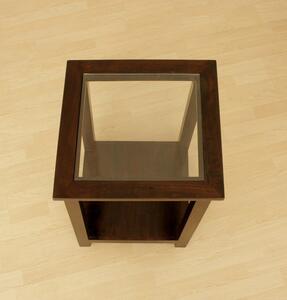 CAMBRIDGE Příruční stolek se sklom 45x45 cm, akácie