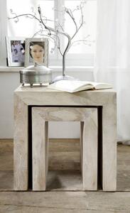 WHITE WOOD Příruční stolek 45x35 cm, akácie