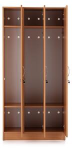 Dřevěná šatní skříňka Visio - 3 oddíly, 90 x 42 x 190 cm, buk