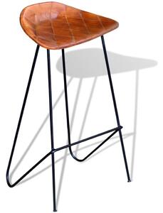 Barové stoličky Laut 2 ks z pravé kůže | hnědé