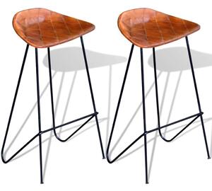 Barové stoličky Laut 2 ks z pravé kůže | hnědé