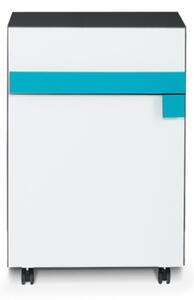 KONSIMO Pojízdný kontejner SHIBU bílá modrá 41 x 56 x 47 cm