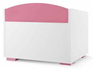 KONSIMO Dětská truhla PABIS bílá růžová 60 x 50 x 35 cm