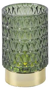 Votivní skleněná LED svíčka Diamond tmavě zelená Present Time (Barva-tmavě zelená, sklo)