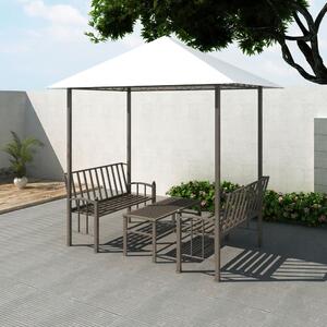 Zahradní altán se stolem a lavicemi - bílá a hnědá | 2,5x1,5x2,4 m