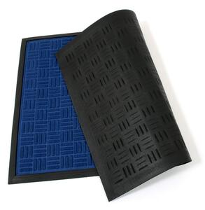 Textilní čisticí rohož Criss Cross 60 x 90 x 0,8 cm, modrá