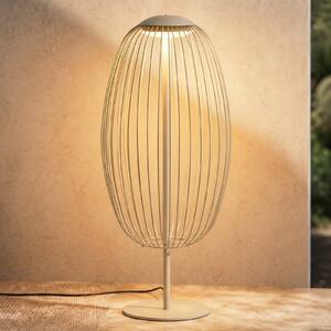 Lucande Venkovní stojací LED svítidlo Richi, béžové, výška 90 cm, IP44, Krémová / jantar, kov, Moderní