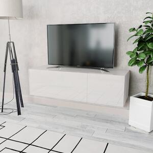 Stolek pod TV dřevotříska, 120 x 40 x 34 cm, vysoký lesk, bílý