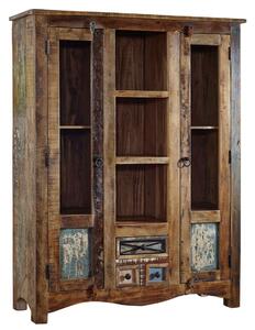 OLDTIME Vitrína 150x115 cm, staré dřevo