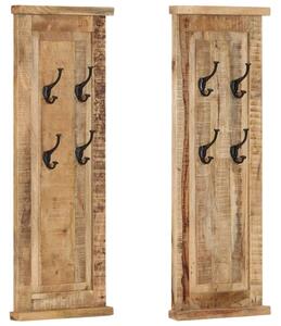Věšáky na kabáty 2 ks masivní mangovníkové dřevo 38 x 100 cm