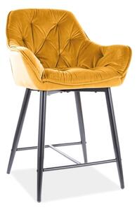 Barová židle Cherry Velvet II, žlutá / černá