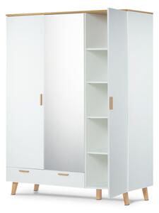 KONSIMO Šatní skříň se zrcadlem FRISK bílá 150 x 195 x 58