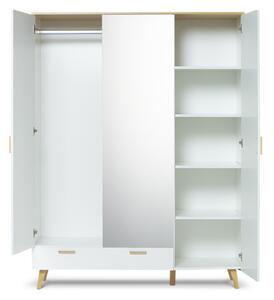 KONSIMO Šatní skříň se zrcadlem FRISK bílá 150 x 195 x 58