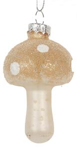 Skleněná vánoční ozdoba zlatá houbička muchomůrka – 4x8 cm