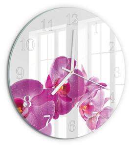 Skleněné hodiny na stěnu Orchidej zsob-fi30-00085518