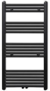 Černý žebříkový radiátor na ručníky rovný ústřední topení 600x1160 mm
