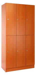 Dřevěná šatní skříňka Visio - 6 boxů, 90 x 45 x 185 cm, cylindrický zámek, třešeň