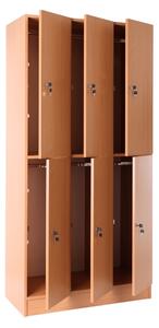Dřevěná šatní skříňka Visio - 6 boxů, 90 x 45 x 185 cm, cylindrický zámek, buk