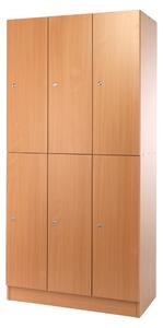 Dřevěná šatní skříňka Visio - 6 boxů, 90 x 45 x 185 cm, cylindrický zámek, buk