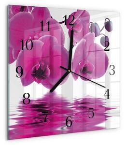 Skleněné hodiny na stěnu Orchidej zskc-30x30-00178850