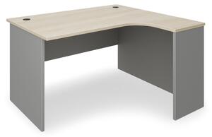 Rohový stůl SimpleOffice 140 x 120 cm, pravý, dub světlý / šedá