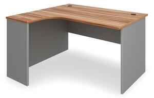Rohový stůl SimpleOffice 140 x 120 cm, levý, ořech vlašský / šedá