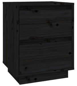 Noční stolek černý 40 x 35 x 50 cm masivní borové dřevo