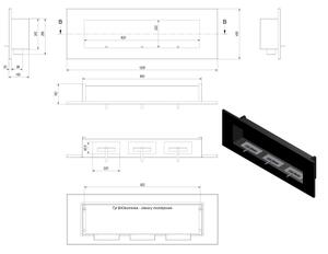 Kratki DELTA3/TUV - Vestavěný BIO krb DELTA3 40x120 cm 3x1,1kW černá
