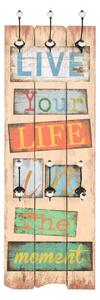 Nástěnný věšák na kabáty LIVE LIFE s 6 háčky 120 x 40 cm