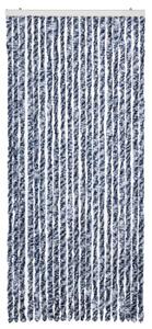 Závěs proti hmyzu modrý, bílý a stříbrný 90 x 220 cm Chenille