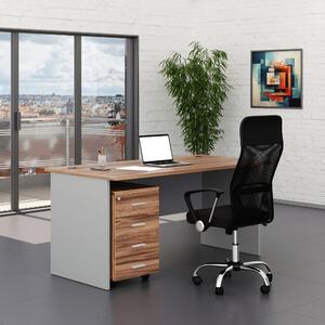 Sestava kancelářského nábytku SimpleOffice 1, 160 cm, ořech vlašský / šedá
