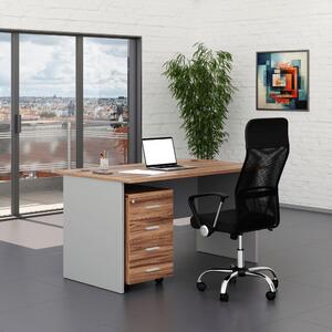 Sestava kancelářského nábytku SimpleOffice 1, 140 cm, ořech vlašský / šedá