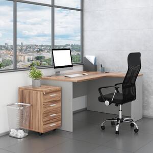 Sestava kancelářského nábytku SimpleOffice 2, 140 cm, pravá, ořech vlašský / šedá