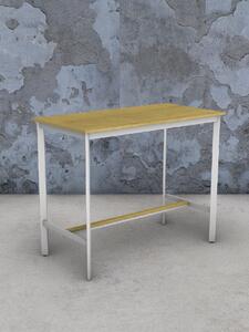 Barový stůl bílý A10, masiv dub přírodní, 130 x 68 cm