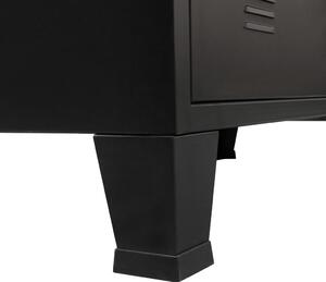 Skříň se zásuvkami - kovová - industriální styl - černá | 78x40x93 cm