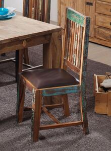 OLDTIME Jídelní židle čalouněný sedák, staré dřevo