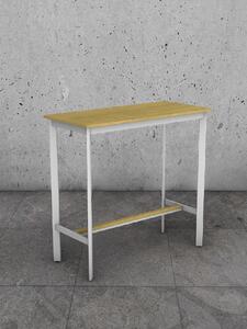 Barový stůl bílý A10, masiv dub přírodní, 110 x 51 cm