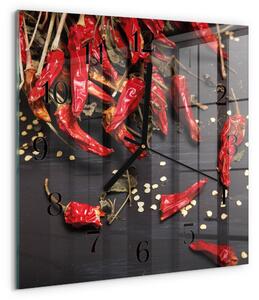 Skleněné hodiny na stěnu Chilli papričky zskc-30x30-00180958